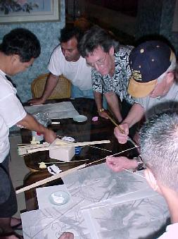 Kitemaking at the hotel