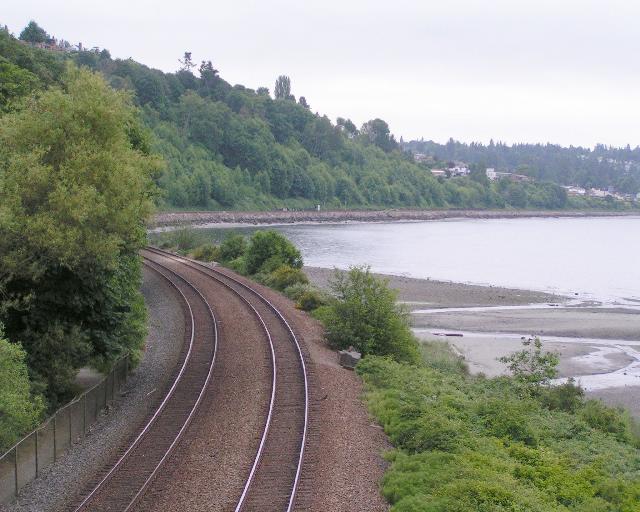 Railroad tracks southward from
Carkeek Park, Seattle, WA.